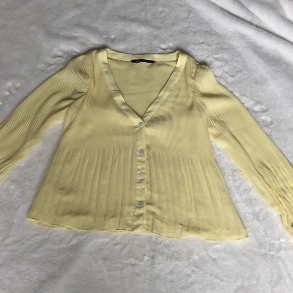 Lemon Yellow Zara Button Up Blouse - Picture 4 of 5